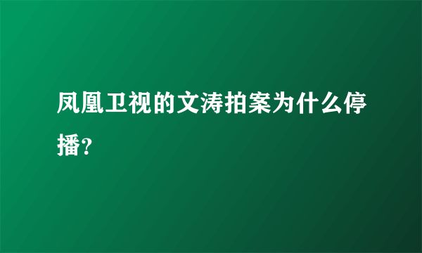 凤凰卫视的文涛拍案为什么停播？