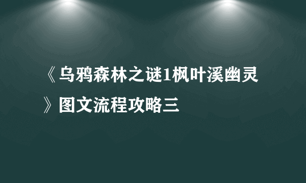 《乌鸦森林之谜1枫叶溪幽灵》图文流程攻略三