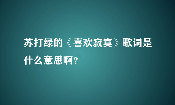 苏打绿的《喜欢寂寞》歌词是什么意思啊？