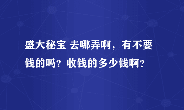 盛大秘宝 去哪弄啊，有不要钱的吗？收钱的多少钱啊？