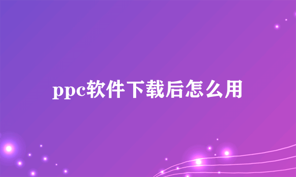 ppc软件下载后怎么用