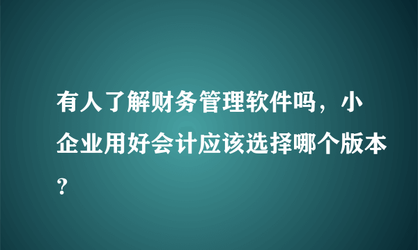 有人了解财务管理软件吗，小企业用好会计应该选择哪个版本？