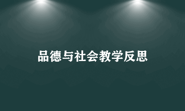 品德与社会教学反思