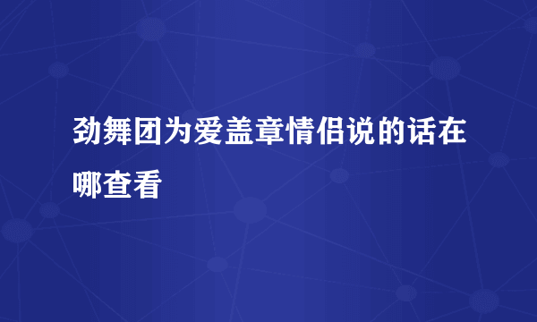 劲舞团为爱盖章情侣说的话在哪查看