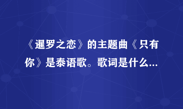 《暹罗之恋》的主题曲《只有你》是泰语歌。歌词是什么意思。能帮我翻译下吗？