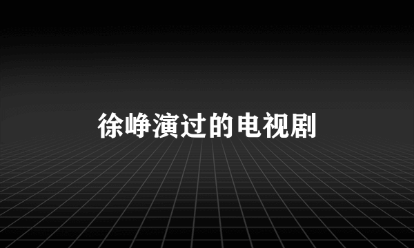 徐峥演过的电视剧