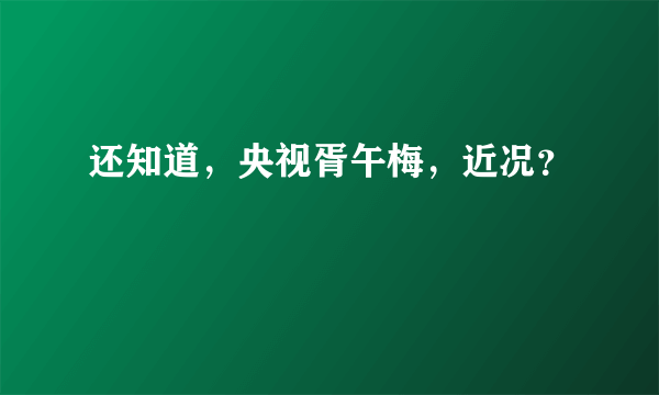 还知道，央视胥午梅，近况？