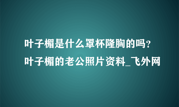 叶子楣是什么罩杯隆胸的吗？叶子楣的老公照片资料_飞外网