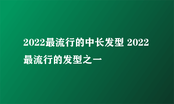 2022最流行的中长发型 2022最流行的发型之一