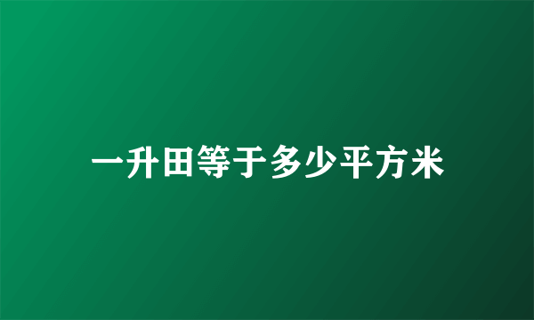 一升田等于多少平方米