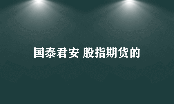 国泰君安 股指期货的