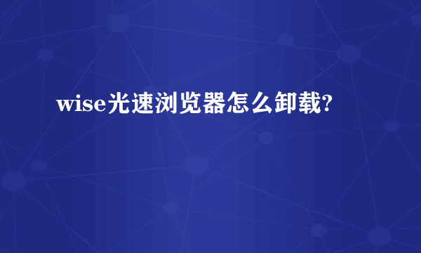 wise光速浏览器怎么卸载?