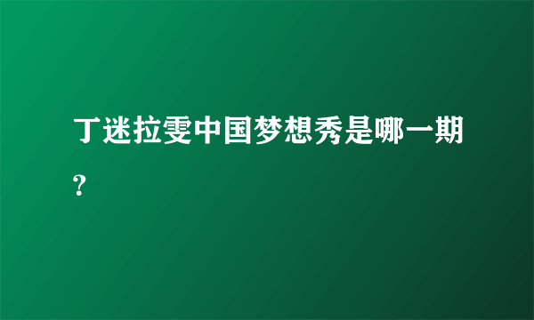 丁迷拉雯中国梦想秀是哪一期？