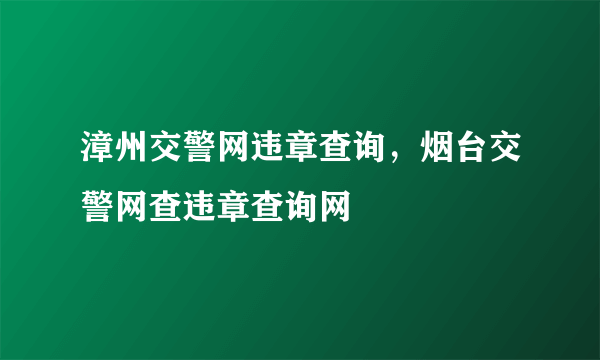 漳州交警网违章查询，烟台交警网查违章查询网