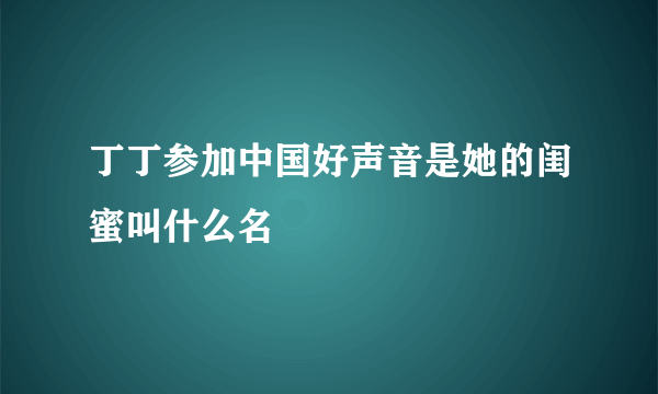 丁丁参加中国好声音是她的闺蜜叫什么名