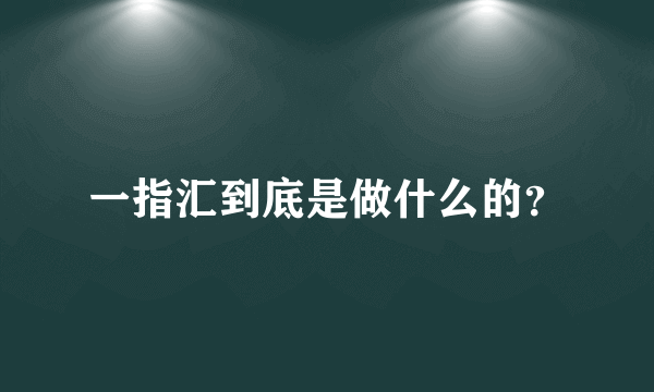 一指汇到底是做什么的？