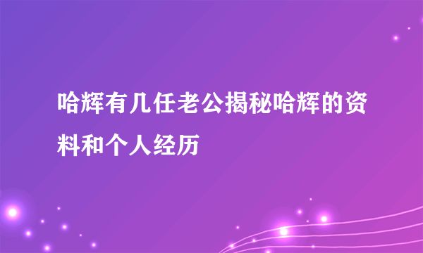 哈辉有几任老公揭秘哈辉的资料和个人经历