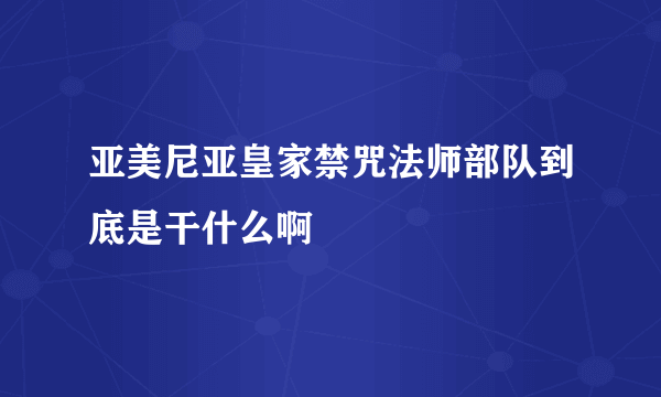 亚美尼亚皇家禁咒法师部队到底是干什么啊