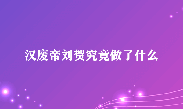 汉废帝刘贺究竟做了什么