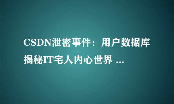 CSDN泄密事件：用户数据库揭秘IT宅人内心世界 -管理资料