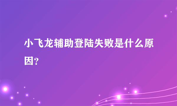 小飞龙辅助登陆失败是什么原因？