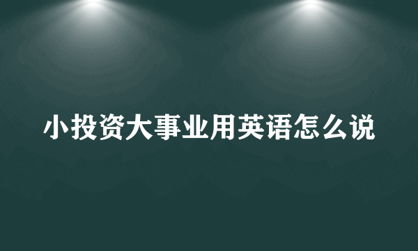 小投资大事业用英语怎么说