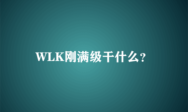 WLK刚满级干什么？