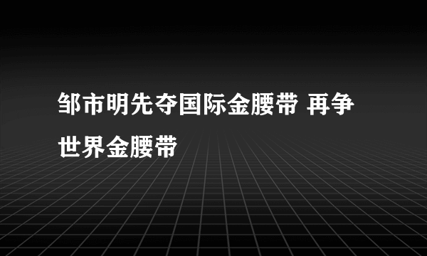 邹市明先夺国际金腰带 再争世界金腰带