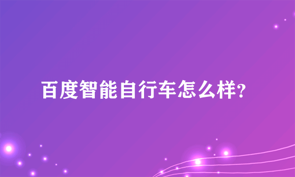 百度智能自行车怎么样？