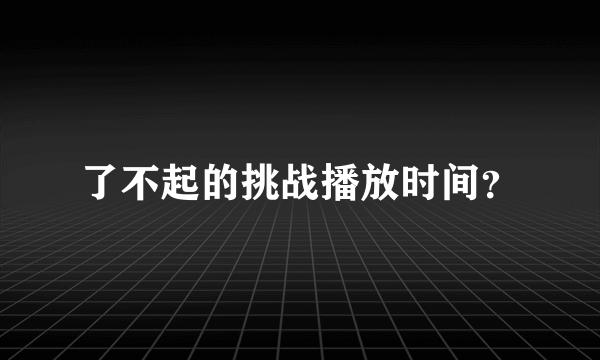 了不起的挑战播放时间？