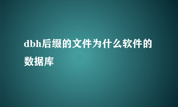 dbh后缀的文件为什么软件的数据库