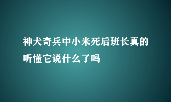 神犬奇兵中小米死后班长真的听懂它说什么了吗