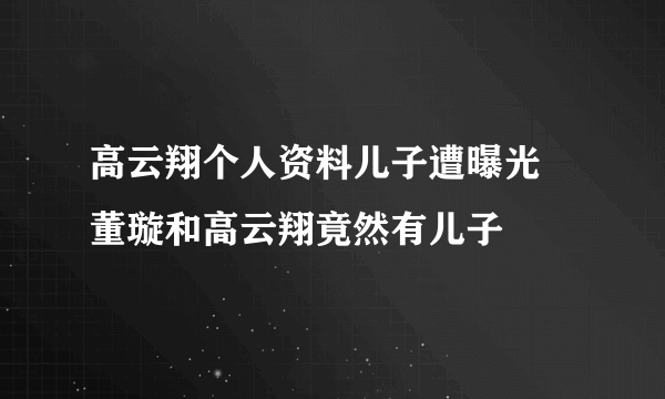 高云翔个人资料儿子遭曝光  董璇和高云翔竟然有儿子