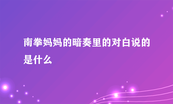 南拳妈妈的暗奏里的对白说的是什么