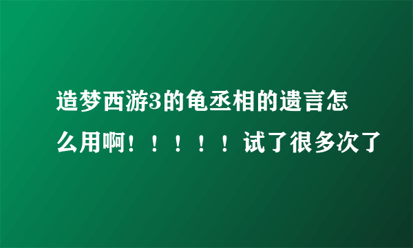 造梦西游3的龟丞相的遗言怎么用啊！！！！！试了很多次了