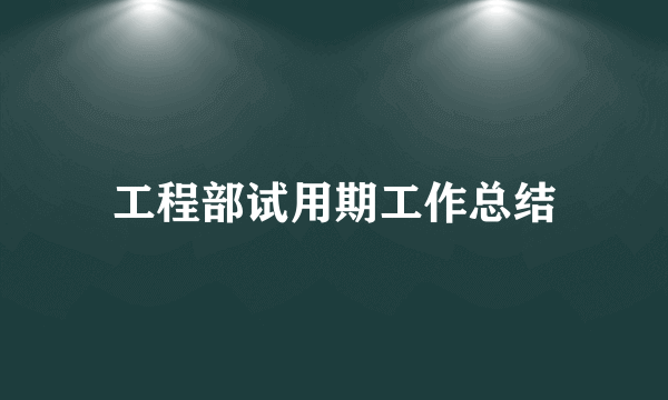 工程部试用期工作总结