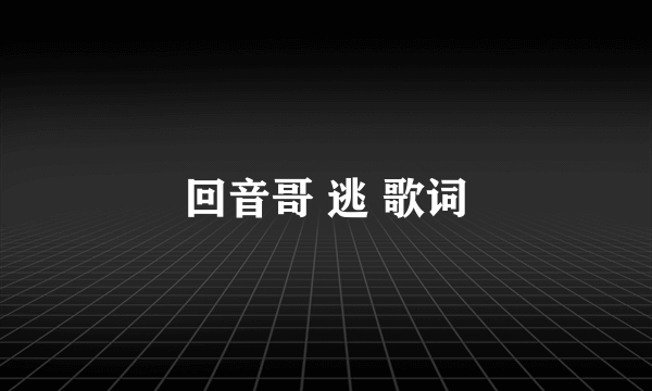 回音哥 逃 歌词