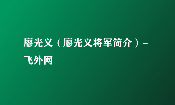 廖光义（廖光义将军简介）-飞外网