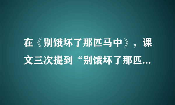 在《别饿坏了那匹马中》，课文三次提到“别饿坏了那匹马”第一次是(