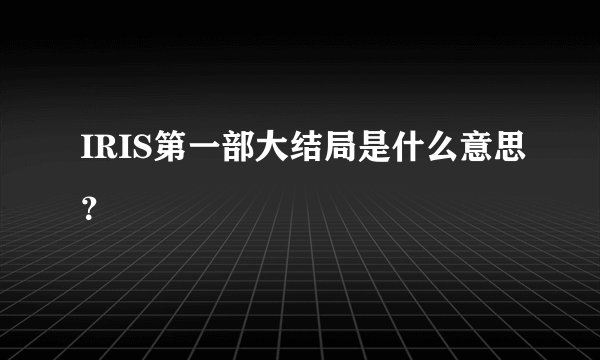 IRIS第一部大结局是什么意思？