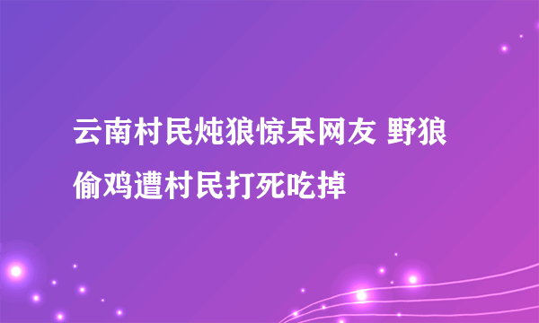 云南村民炖狼惊呆网友 野狼偷鸡遭村民打死吃掉