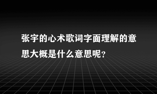 张宇的心术歌词字面理解的意思大概是什么意思呢？