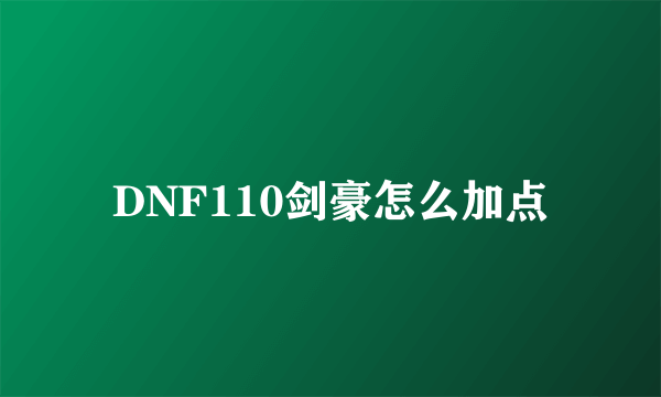 DNF110剑豪怎么加点