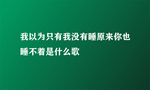 我以为只有我没有睡原来你也睡不着是什么歌