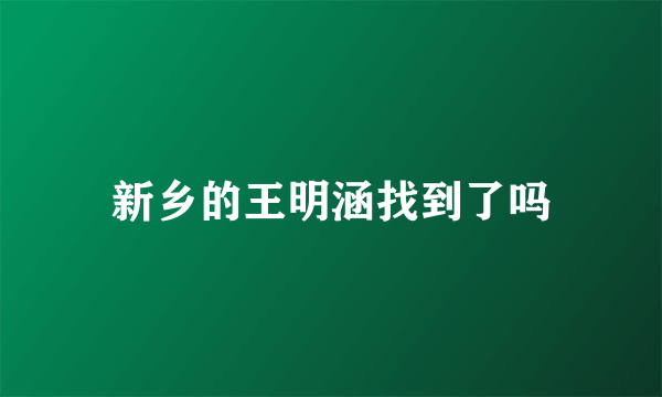 新乡的王明涵找到了吗