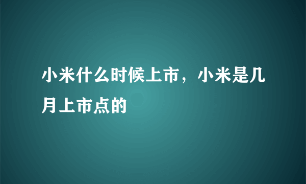 小米什么时候上市，小米是几月上市点的