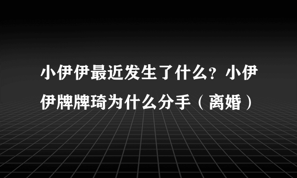 小伊伊最近发生了什么？小伊伊牌牌琦为什么分手（离婚）