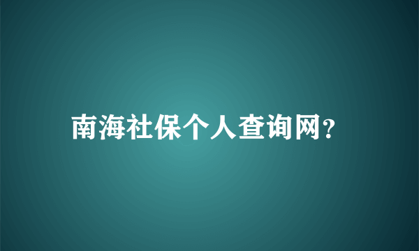 南海社保个人查询网？