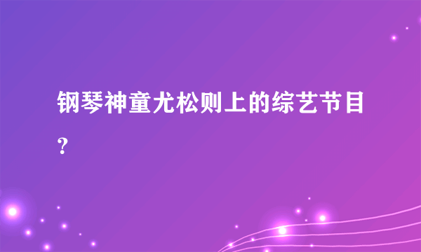 钢琴神童尤松则上的综艺节目？