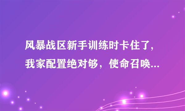 风暴战区新手训练时卡住了,我家配置绝对够，使命召唤8最高画质都玩的出，这是为什么